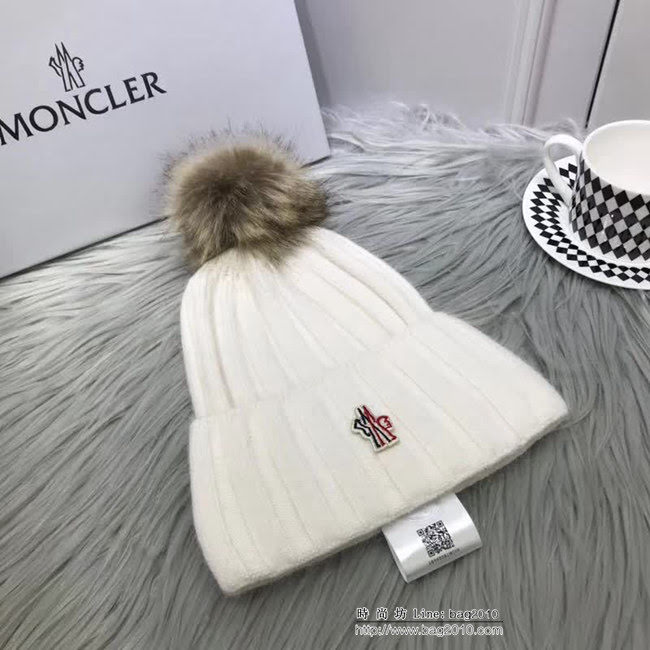 MONCIER蒙口 專櫃新品 原版高端狐狸毛球羊毛+兔絨 時尚百搭針織帽 LLWJ7892